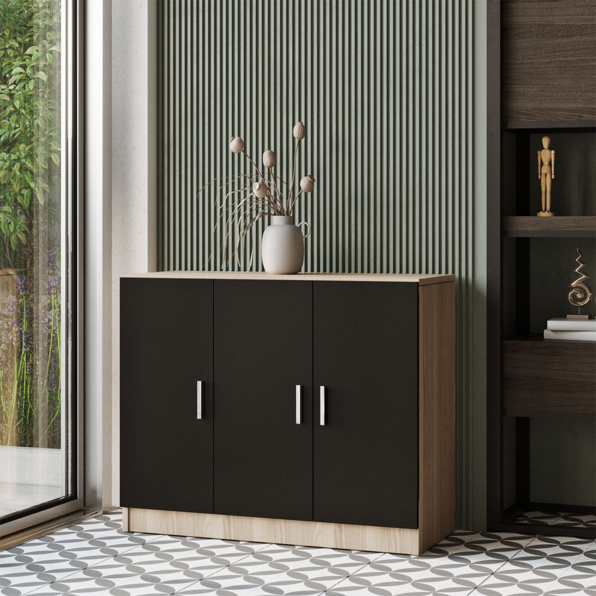 Σετ Γραφείου Paramali Δρυς - Μαύρο 140x60x73.8 εκ. Μελαμίνης