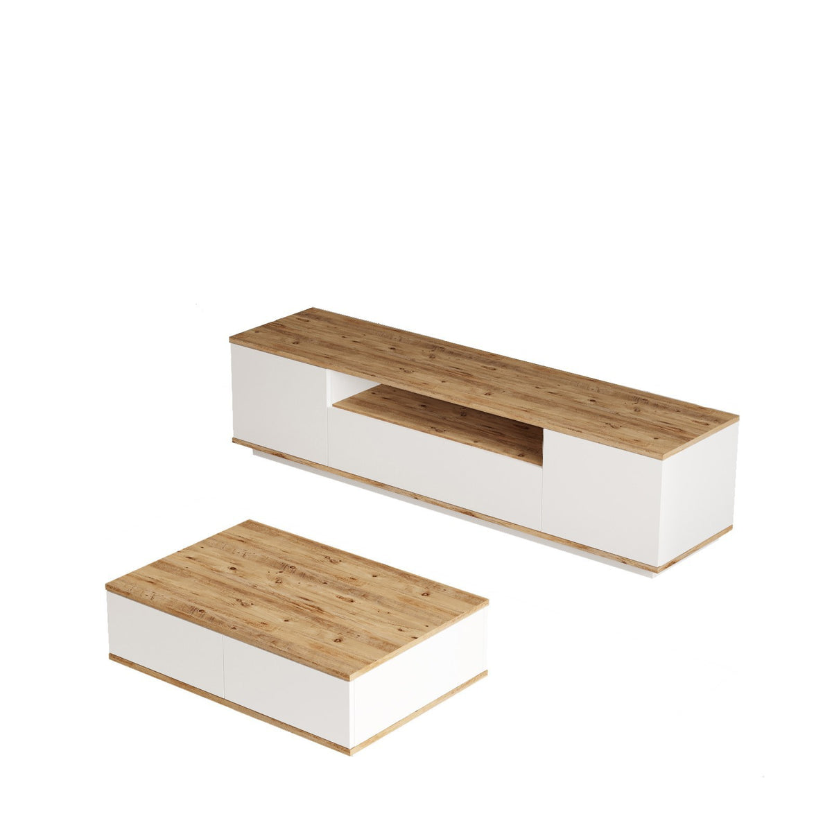 Σετ Σαλονιού Pedi Ατλαντικό Πεύκο - Λευκό 180x44.5x44.6 εκ. Μελαμίνης