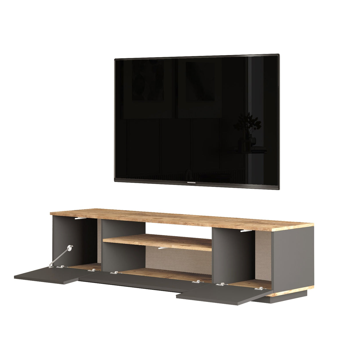Σετ Σαλονιού Pedi Ατλαντικό Πεύκο - Ανθρακί 180x44.5x44.6 εκ. Μελαμίνης