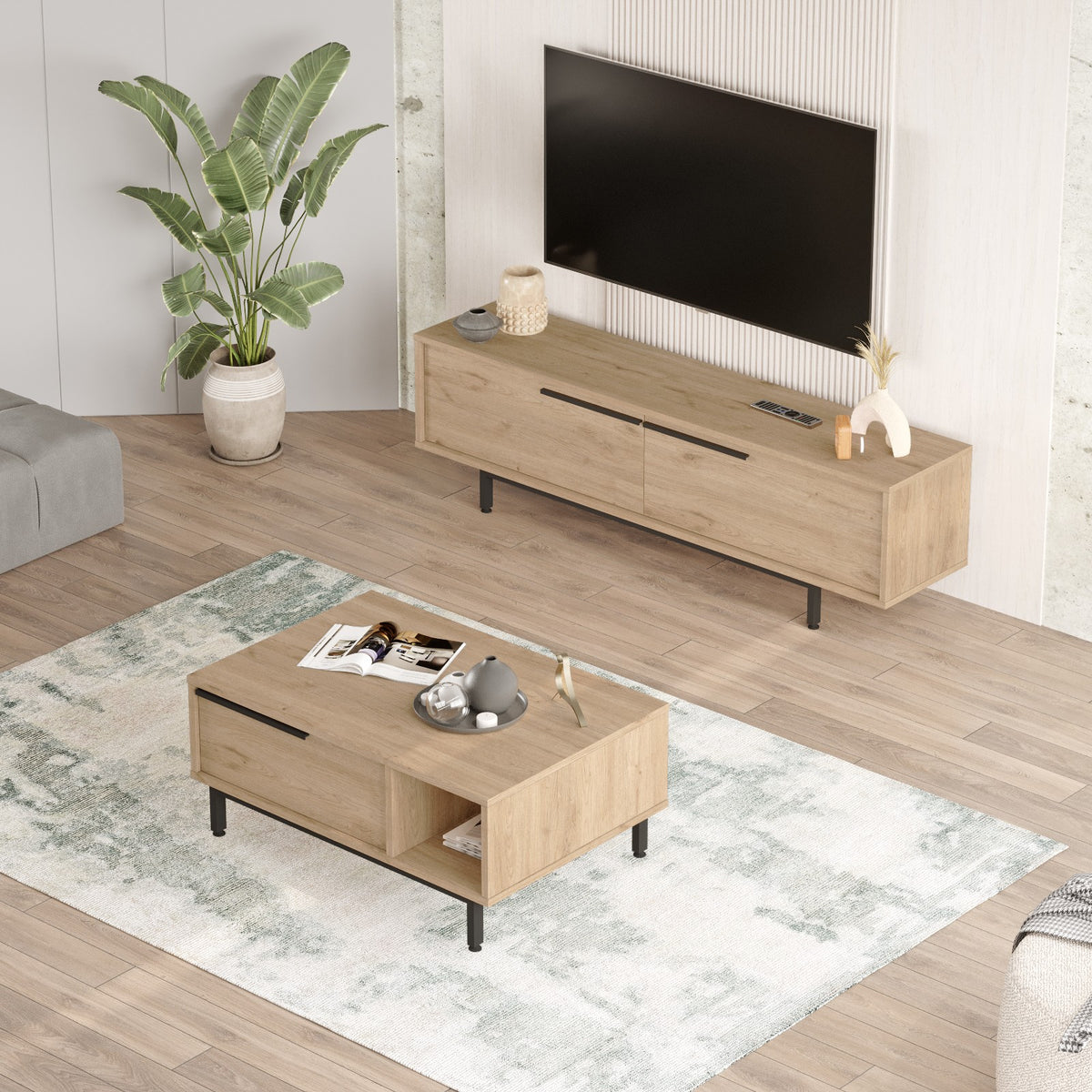 Σετ Σαλονιού Prastio Δρυς 160x35.5x45 εκ. Μελαμίνης