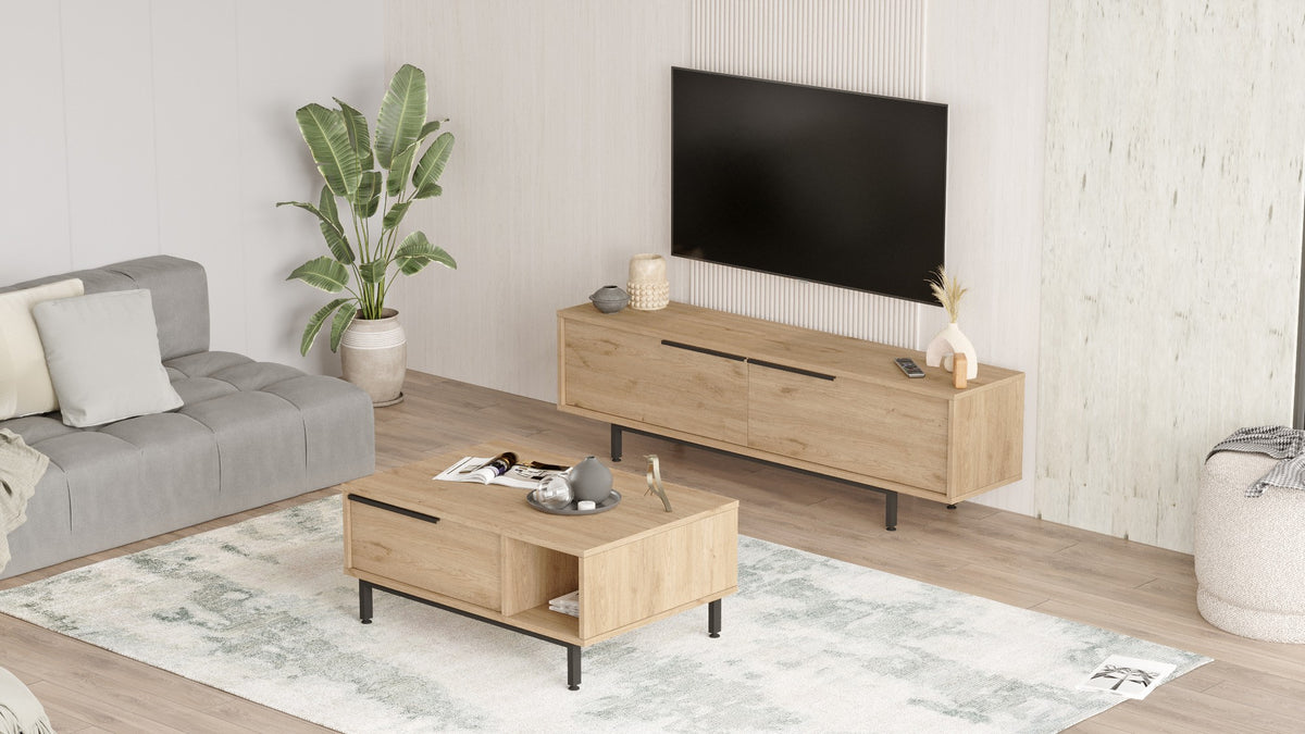 Σετ Σαλονιού Prastio Δρυς 160x35.5x45 εκ. Μελαμίνης