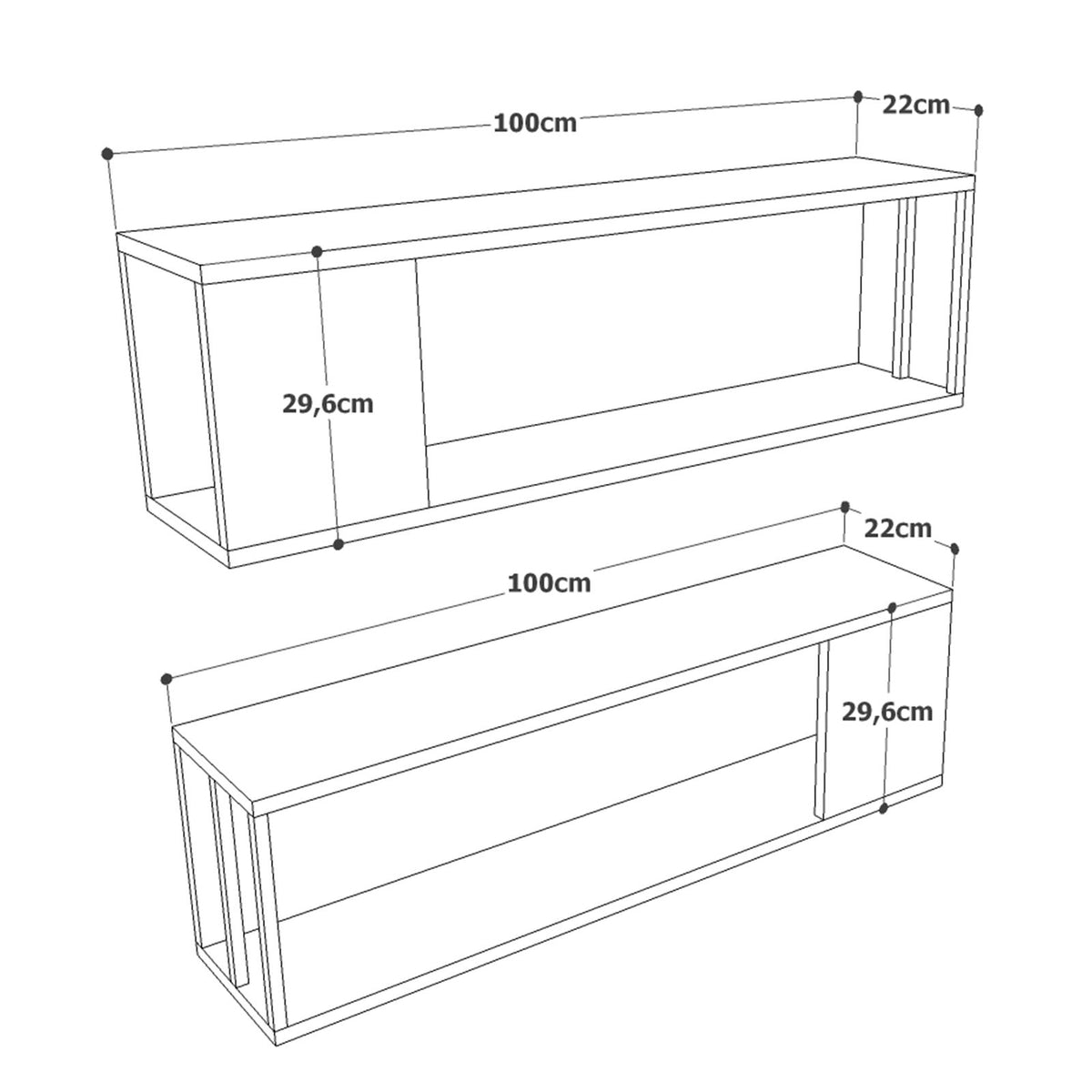 Ράφι Τοίχου Malounta Ατλαντικό Πεύκο 100x22x29.6 εκ. Μελαμίνης