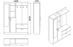 Έπιπλο Εισόδου Itea Ατλαντικό Πεύκο - Λευκό 140x36.8x181.8 εκ. Μελαμίνης
