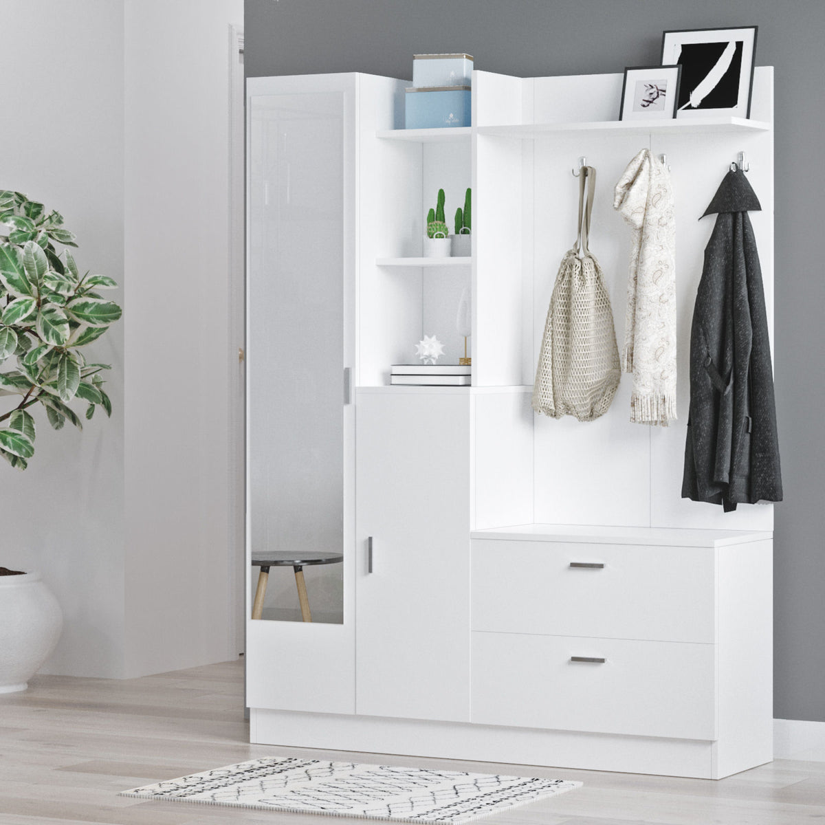 Έπιπλο Εισόδου Itea Λευκό 140x36.8x181.8 εκ. Μελαμίνης
