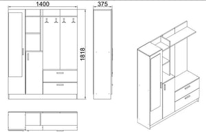 Έπιπλο Εισόδου Itea Λευκό 140x36.8x181.8 εκ. Μελαμίνης