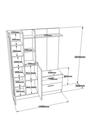 Έπιπλο Εισόδου Itea Λευκό 140x36.8x181.8 εκ. Μελαμίνης