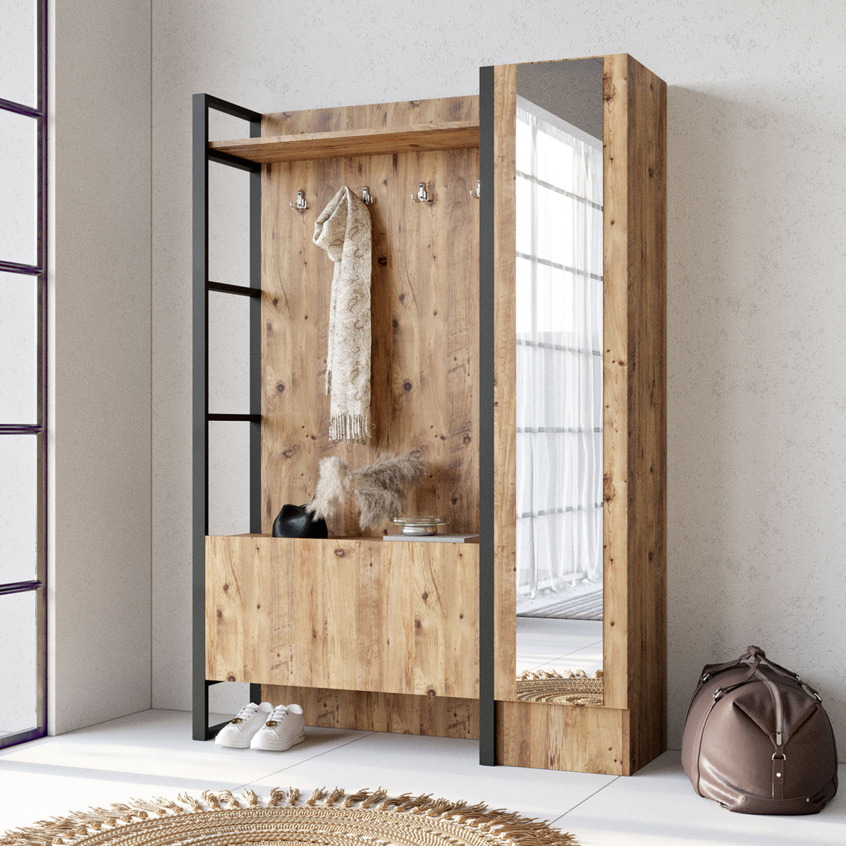 Έπιπλο Εισόδου Stagira Ατλαντικό Πεύκο 125.5x34x180 εκ. Μελαμίνης