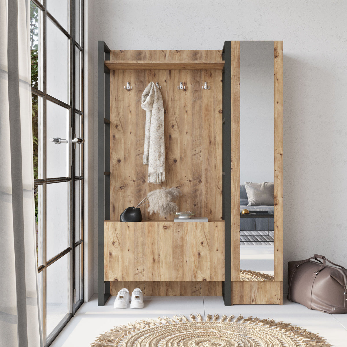 Έπιπλο Εισόδου Stagira Ατλαντικό Πεύκο 125.5x34x180 εκ. Μελαμίνης