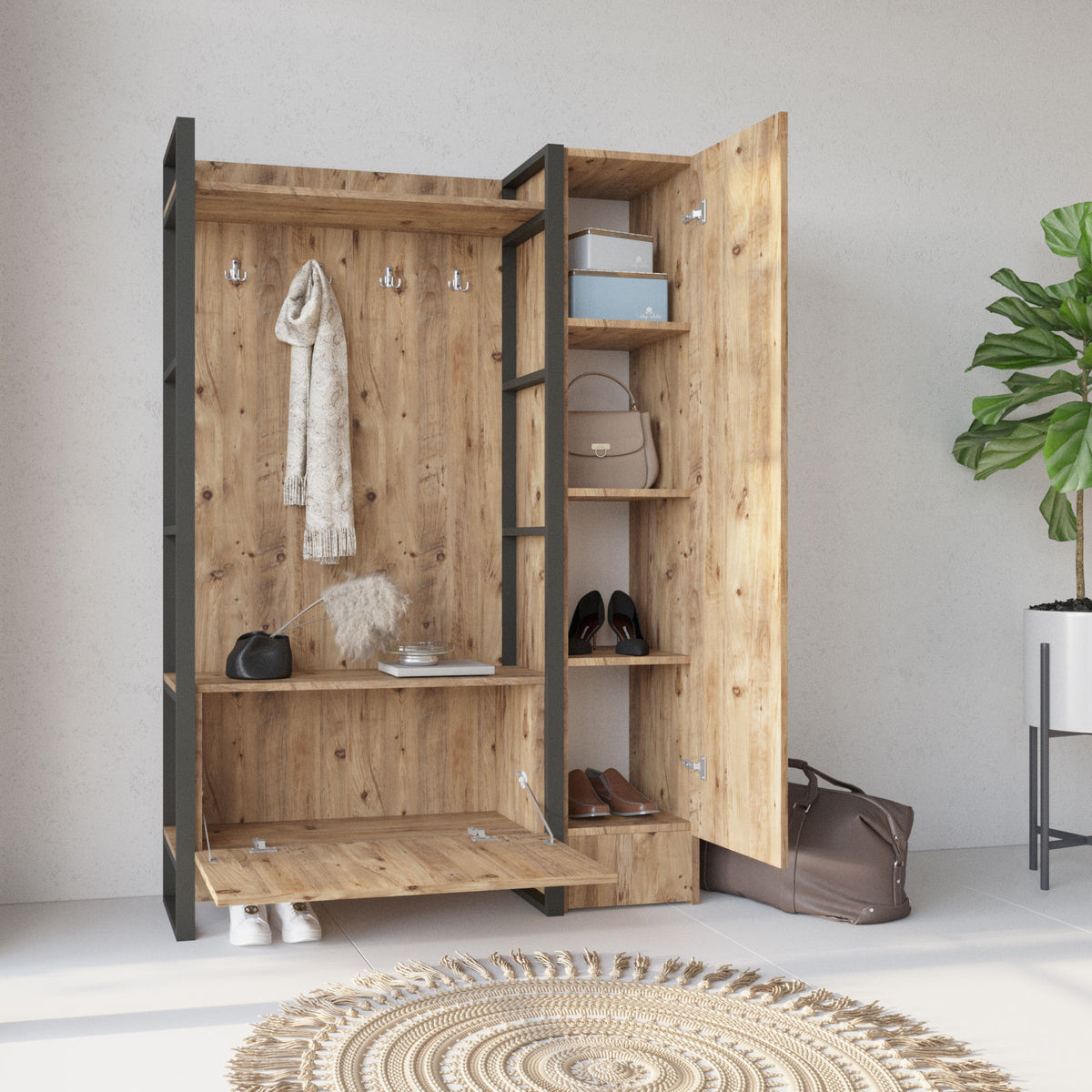 Έπιπλο Εισόδου Stagira Ατλαντικό Πεύκο 125.5x34x180 εκ. Μελαμίνης