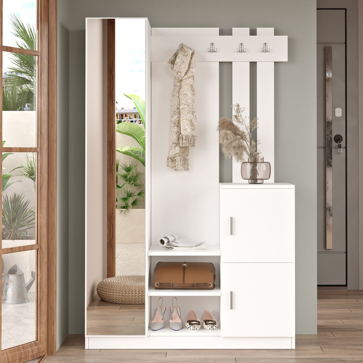 Έπιπλο Εισόδου Ithomi Λευκό 113.6x35x180 εκ. Μελαμίνης