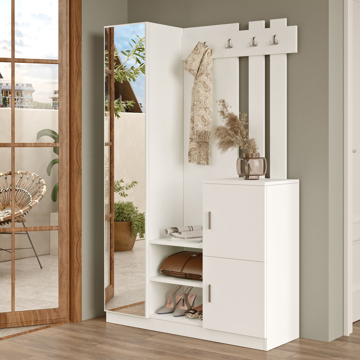 Έπιπλο Εισόδου Ithomi Λευκό 113.6x35x180 εκ. Μελαμίνης