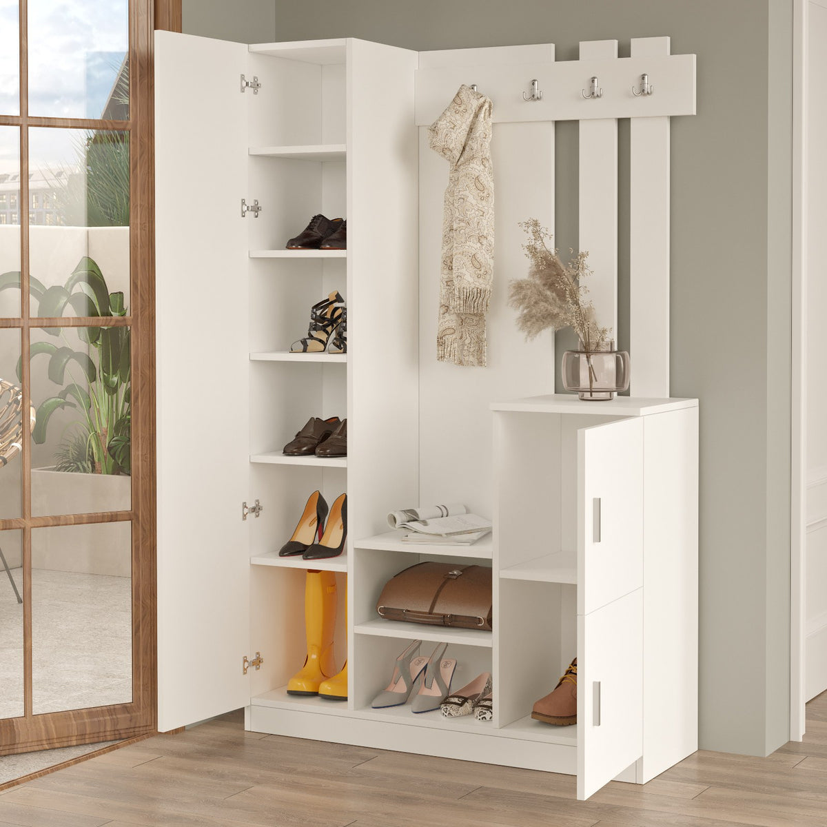 Έπιπλο Εισόδου Ithomi Λευκό 113.6x35x180 εκ. Μελαμίνης