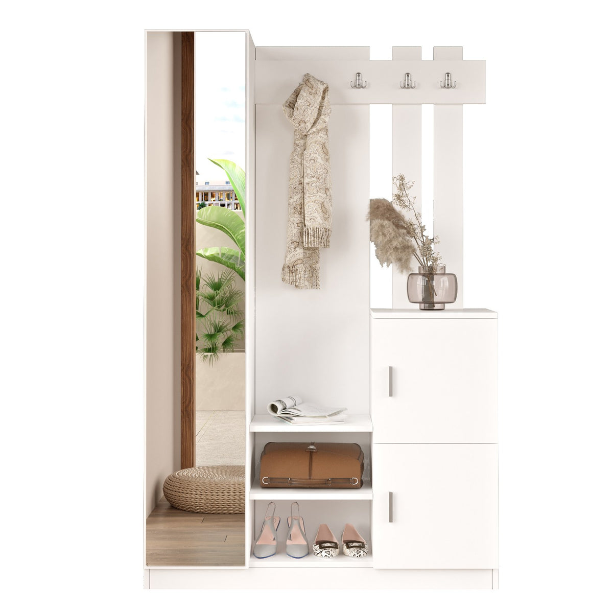 Έπιπλο Εισόδου Ithomi Λευκό 113.6x35x180 εκ. Μελαμίνης