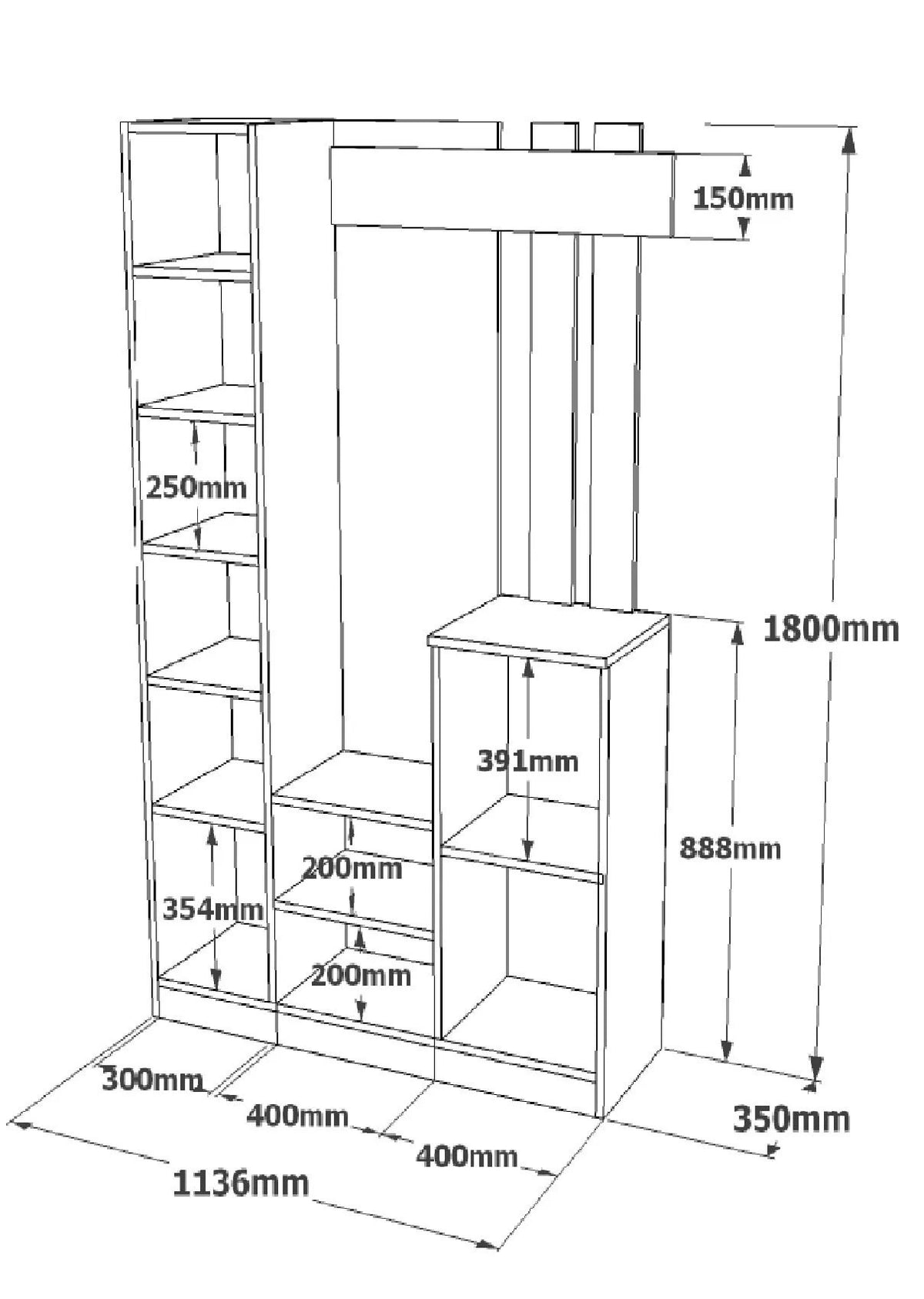 Έπιπλο Εισόδου Ithomi Λευκό 113.6x35x180 εκ. Μελαμίνης