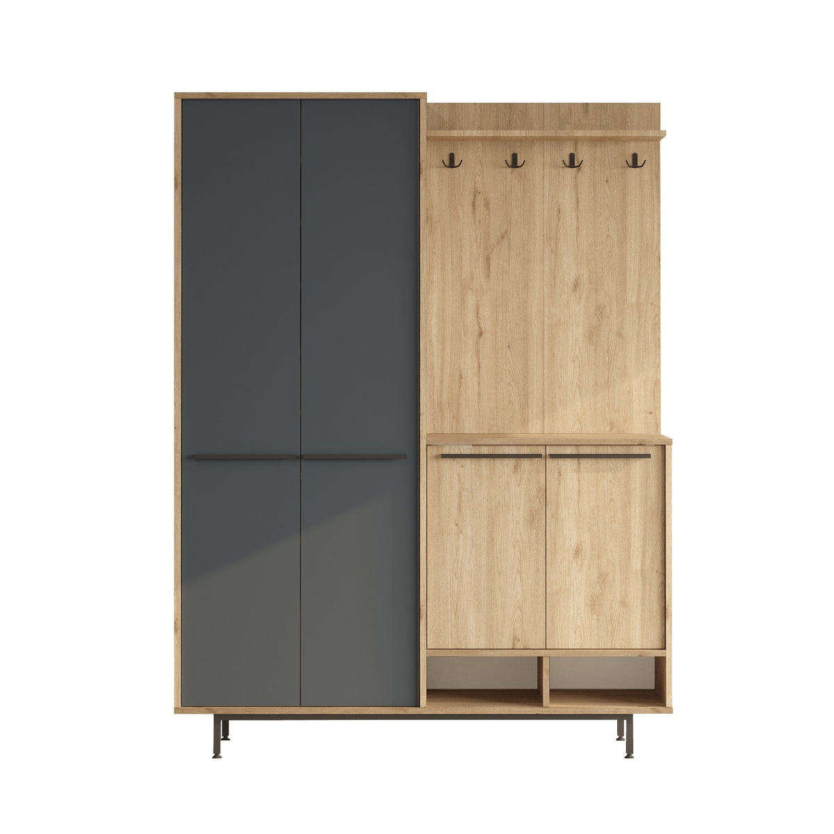 Έπιπλο Εισόδου Kastos Δρυς - Ανθρακί 147.4x35.5x195.6 εκ. Μελαμίνης