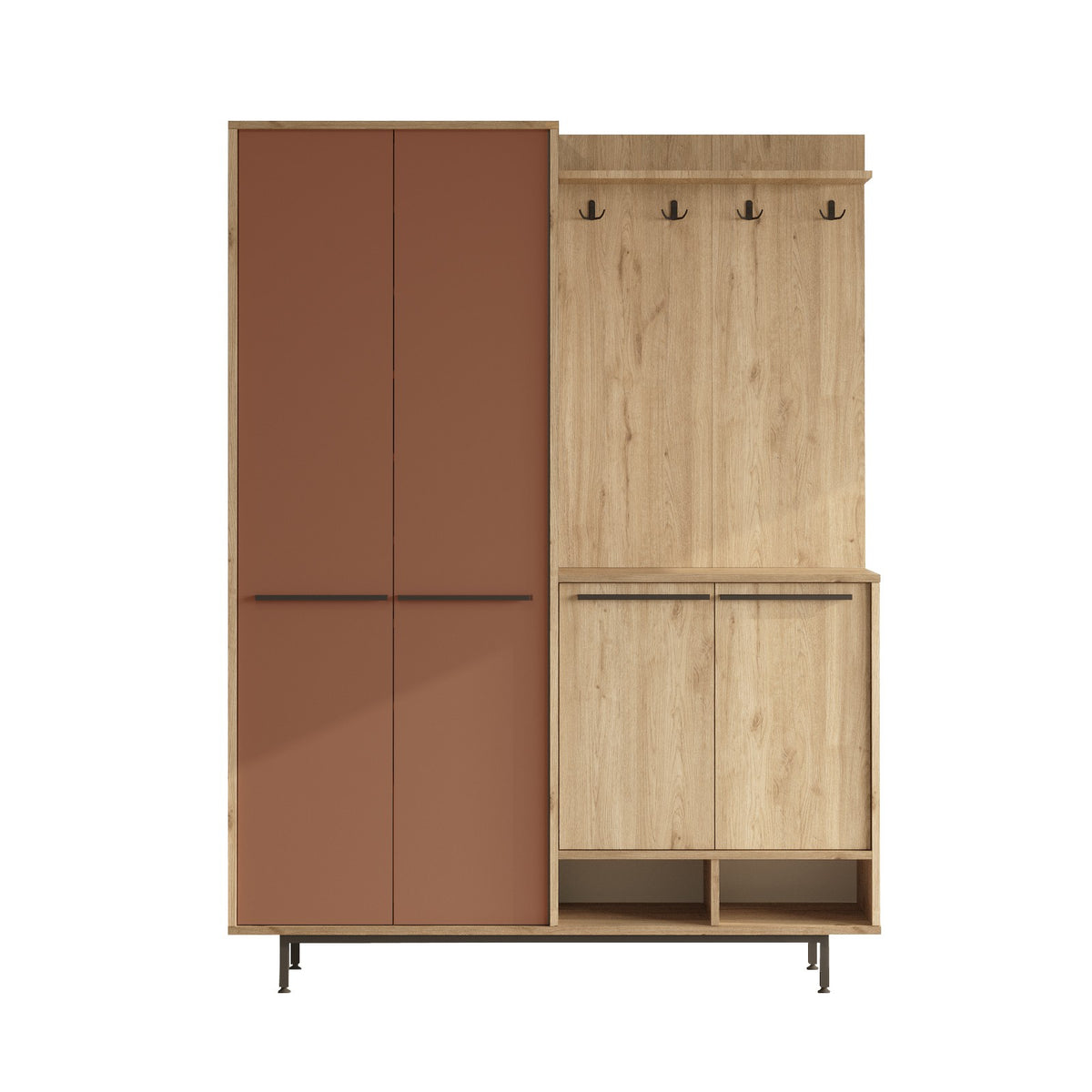 Έπιπλο Εισόδου Kastos Δρυς - Κεραμιδί 147.4x35.5x195.6 εκ. Μελαμίνης