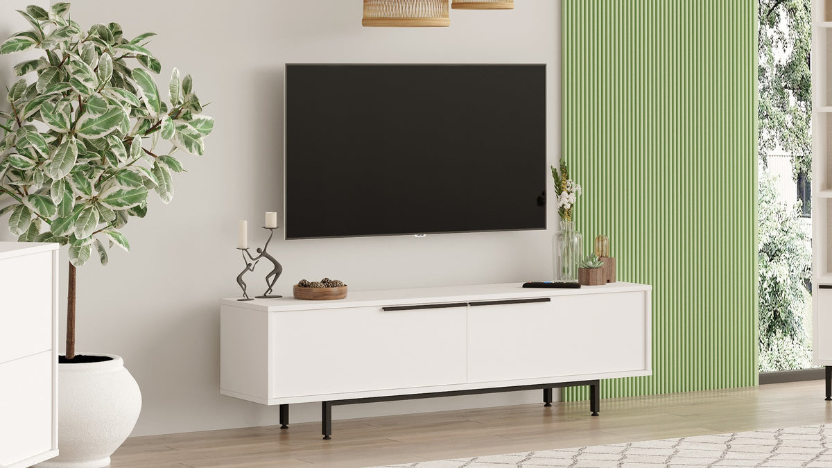 Έπιπλο Τηλεόρασης Alyki Λευκό 160x35.5x45.1 εκ. Μελαμίνης