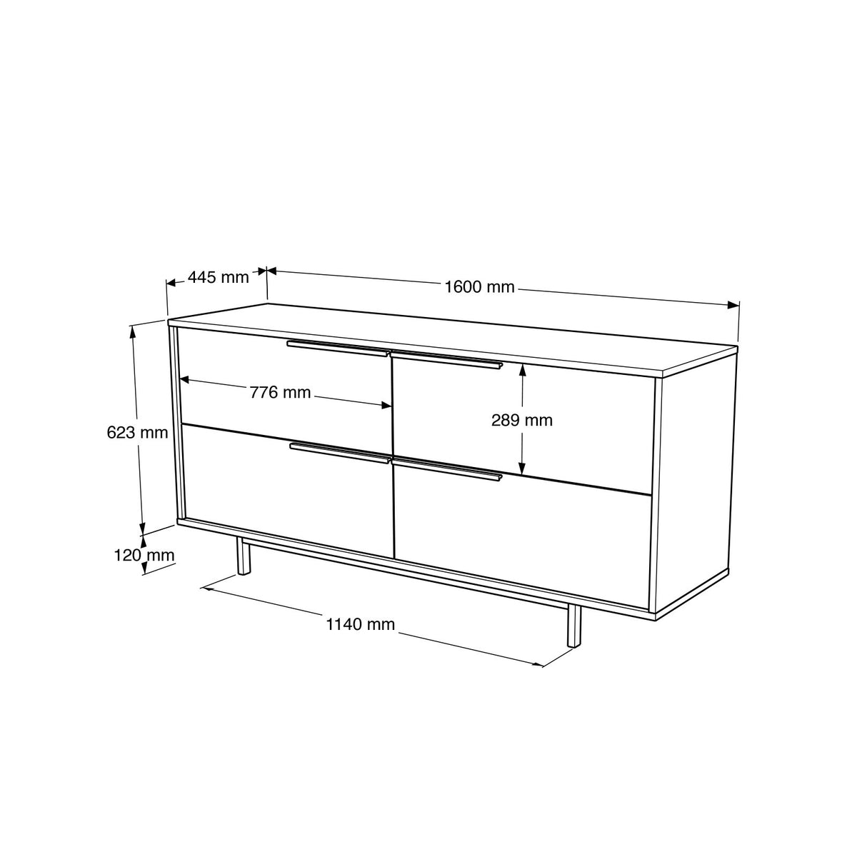 Κονσόλα Agridia Λευκό 160x44.5x74.3 εκ. Μελαμίνης