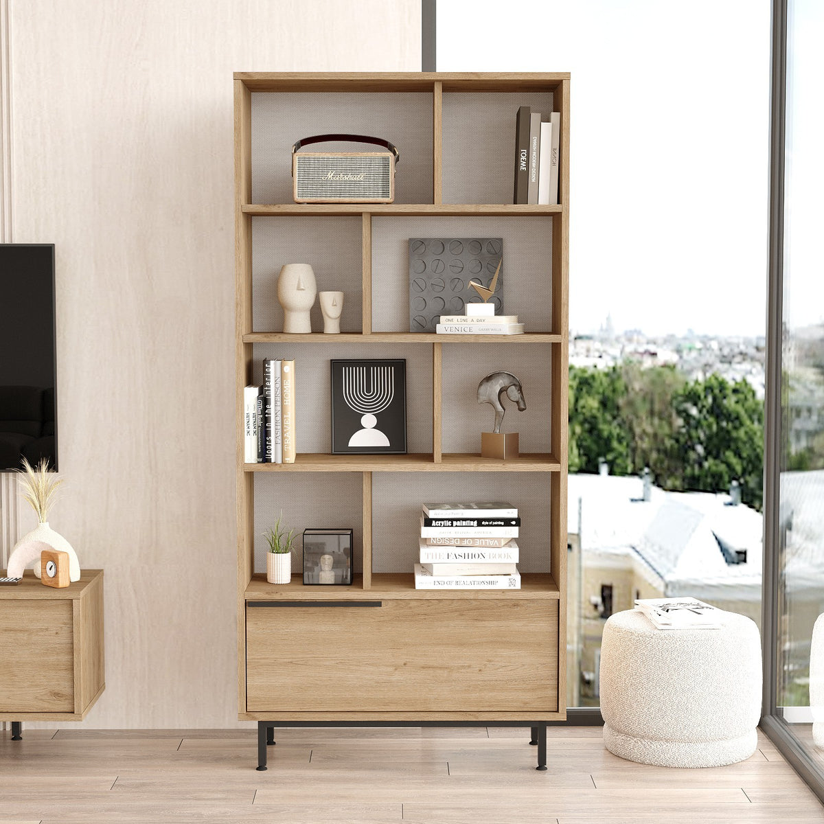 Βιβλιοθήκη Anopoli Καρυδί 83.9x29.5x175.6 εκ. Μελαμίνης