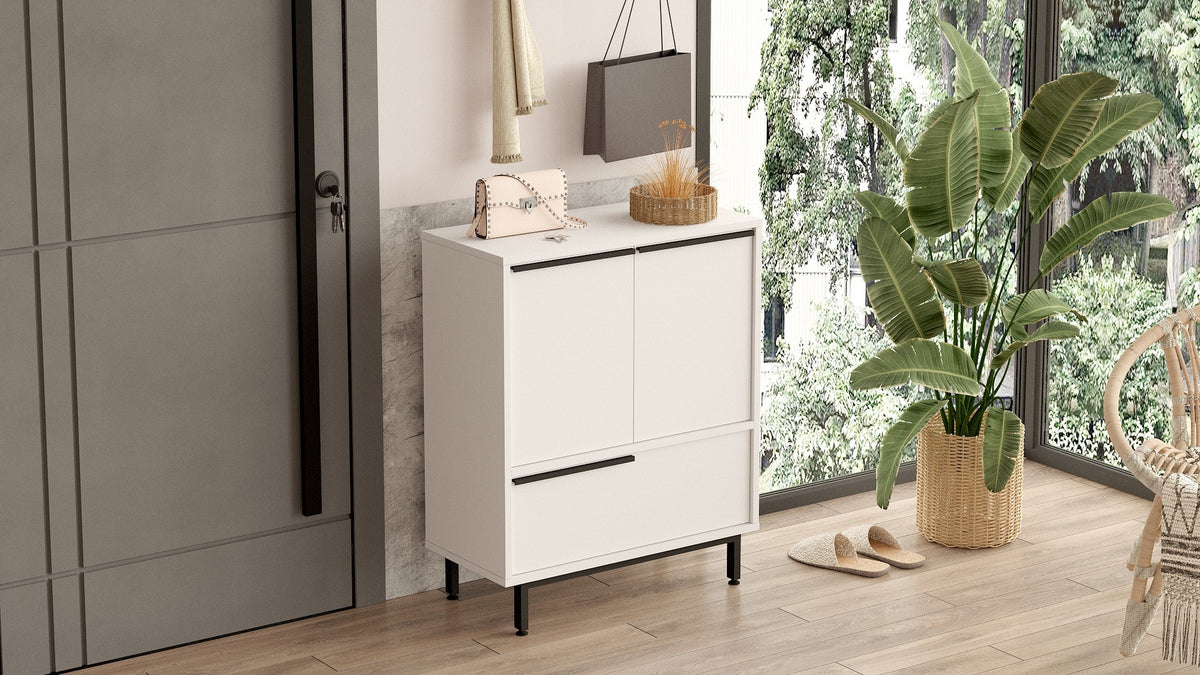 Παπουτσοθήκη Skourta Λευκό 74.8x35.5x90.4 εκ. Μελαμίνης