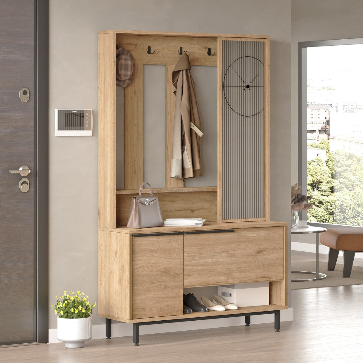 Έπιπλο Εισόδου Katerini Καρυδί 102.2x35.5x178.2 εκ. Μελαμίνης