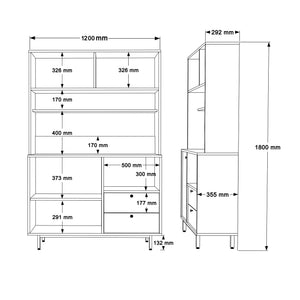 Στήλη Αποθήκευσης Kastoria Δρυς - Λευκό 120x35.5x180 εκ. Μελαμίνης
