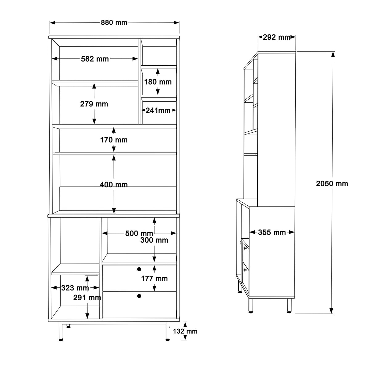 Στήλη Αποθήκευσης Katakolo Δρυς - Λευκό 88x35.5x205 εκ. Μελαμίνης