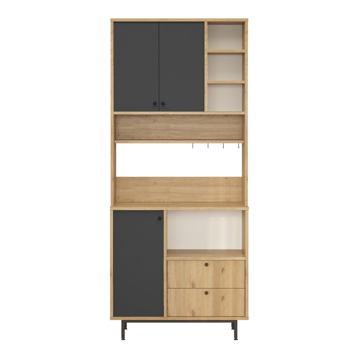 Στήλη Αποθήκευσης Katakolo Δρυς - Ανθρακί 88x35.5x205 εκ. Μελαμίνης