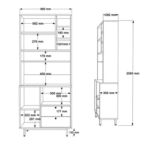 Στήλη Αποθήκευσης Katakolo Δρυς - Ανθρακί 88x35.5x205 εκ. Μελαμίνης
