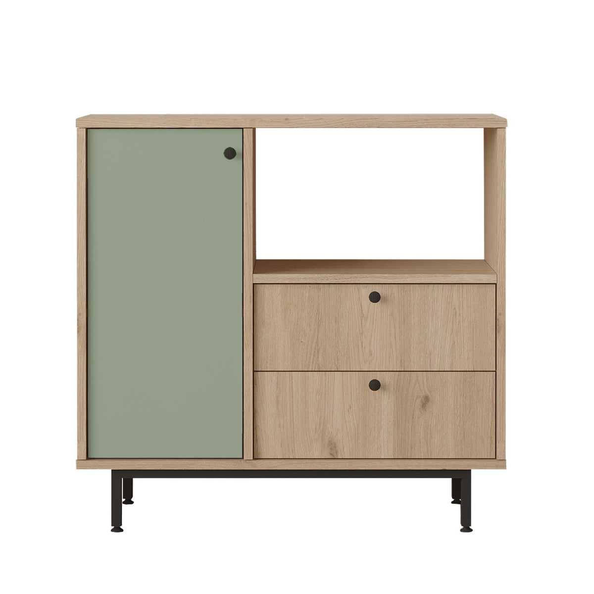 Στήλη Αποθήκευσης Karystos Δρυς - Πράσινο 88x35.5x85 εκ. Μελαμίνης