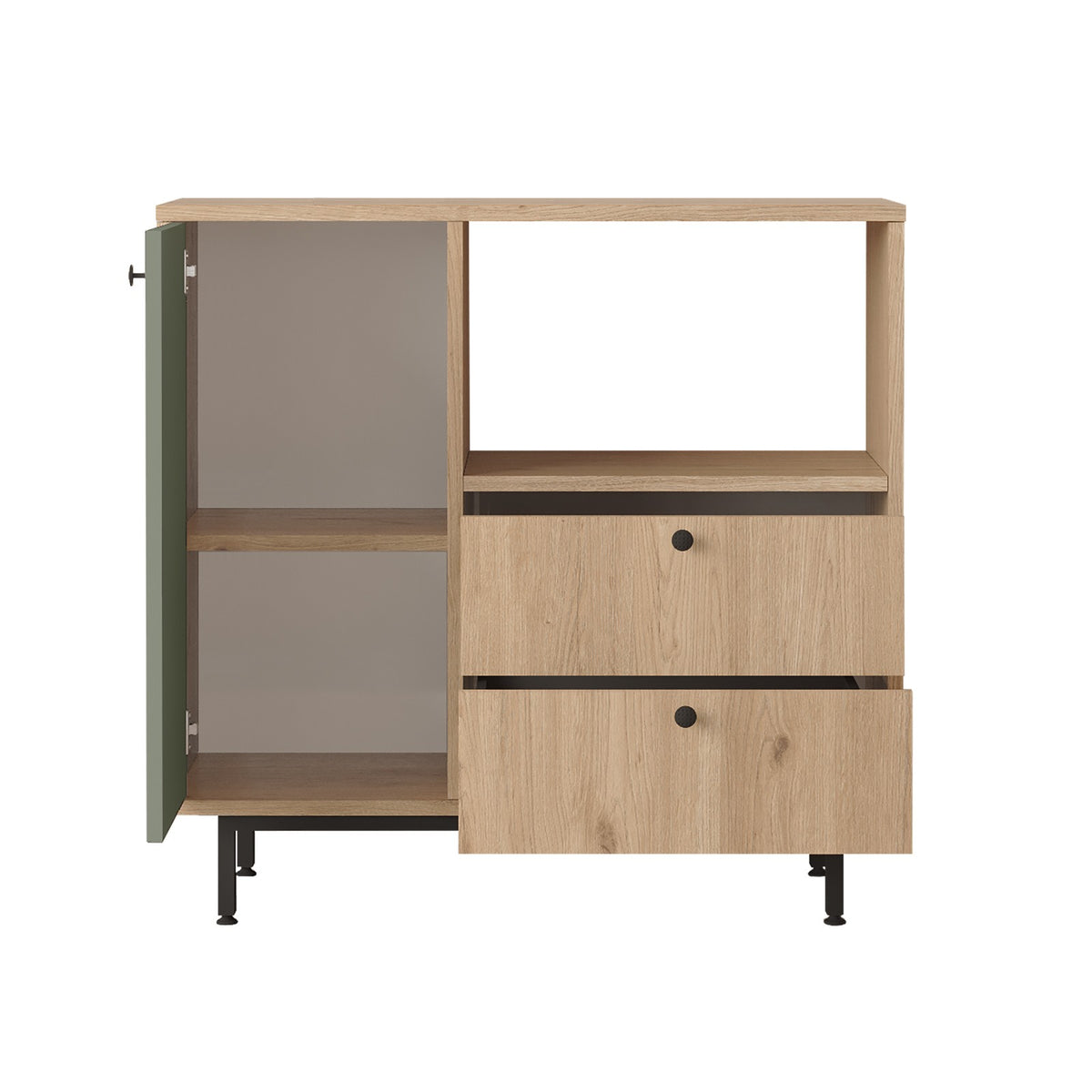 Στήλη Αποθήκευσης Karystos Δρυς - Πράσινο 88x35.5x85 εκ. Μελαμίνης