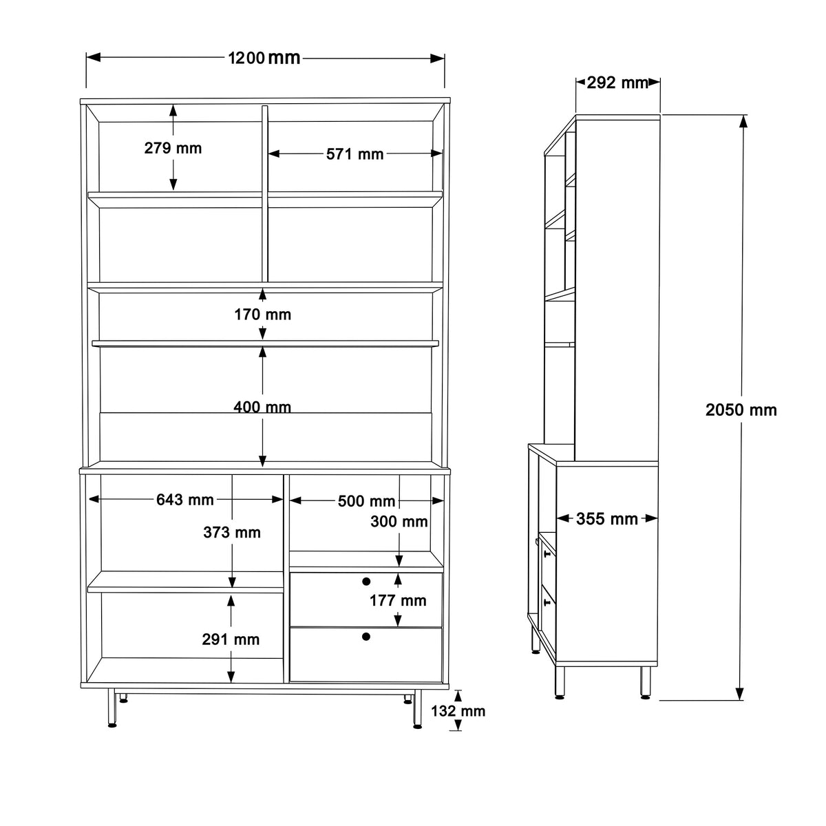 Στήλη Αποθήκευσης Nimborio Δρυς - Πράσινο 120x35.5x205 εκ. Μελαμίνης