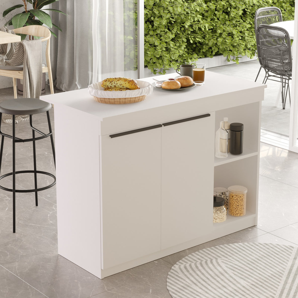 Τραπέζι Κουζίνας Lefkochori Λευκό 120x60x88.2 εκ. Μελαμίνης
