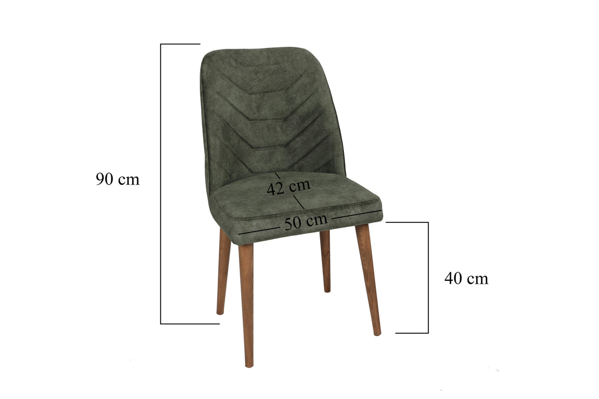 Σετ 2 Καρεκλών Agathonisi Καρυδί - Σκούρο Πράσινο 50x49x90 εκ.