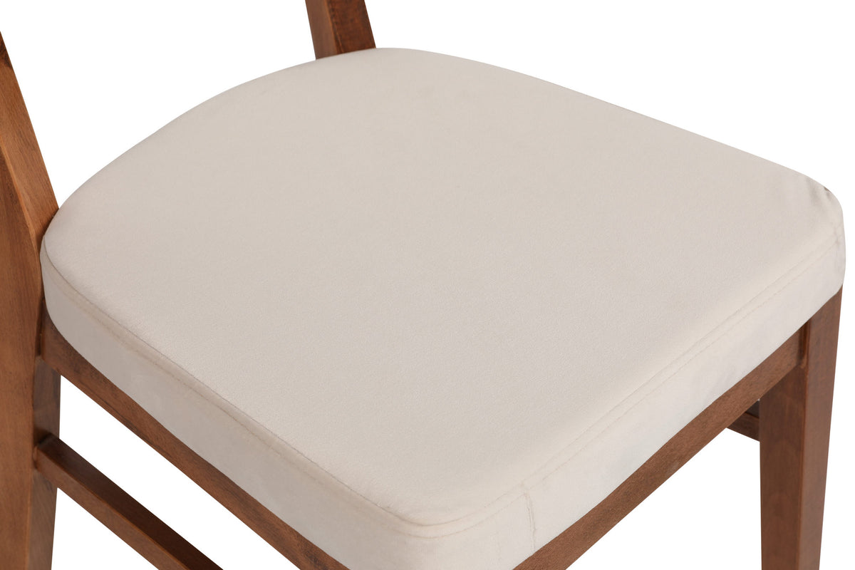 Σετ 2 Καρεκλών Leros Καρυδί - Μπεζ 41.5x43.5x86 εκ.