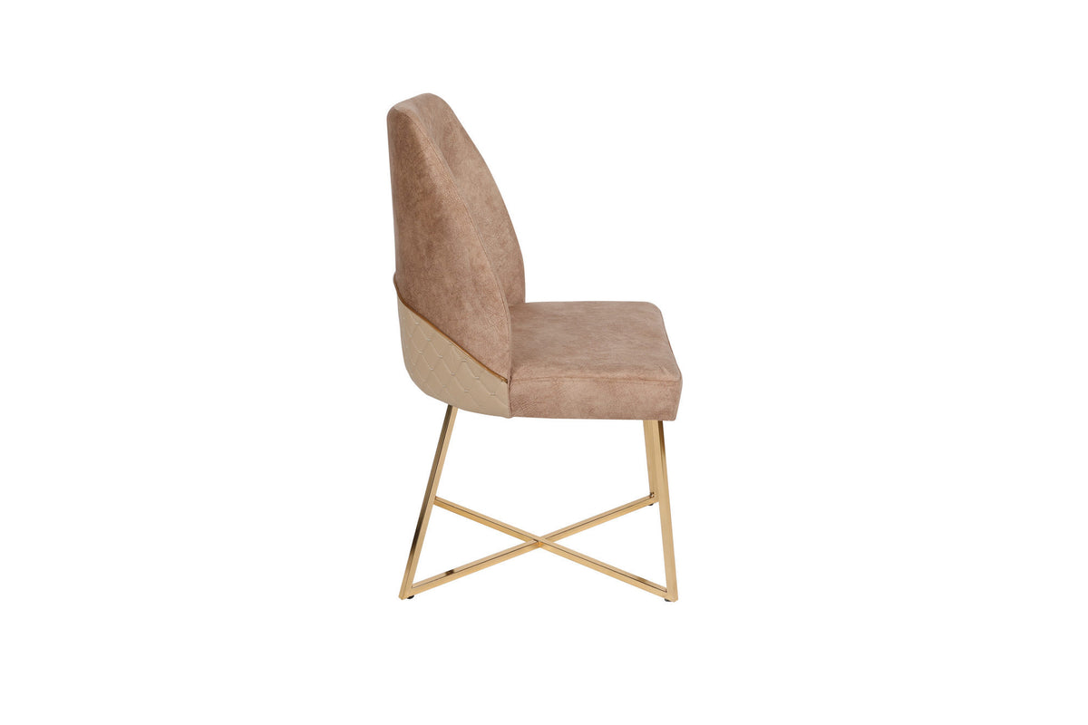 Σετ 4 Καρεκλών Velanidia Χρυσό - Καφέ 50x49x90 εκ. - Pakobazaar