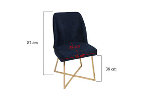 Σετ 4 Καρεκλών Velanidia Χρυσό - Σκούρο Μπλε 50x49x90 εκ.