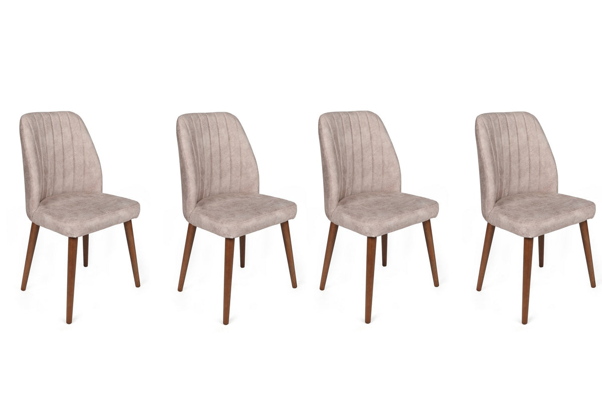 Σετ 4 Καρεκλών Kamiros Βιζόν - Καρυδί 50x49x90 εκ. - Pakobazaar