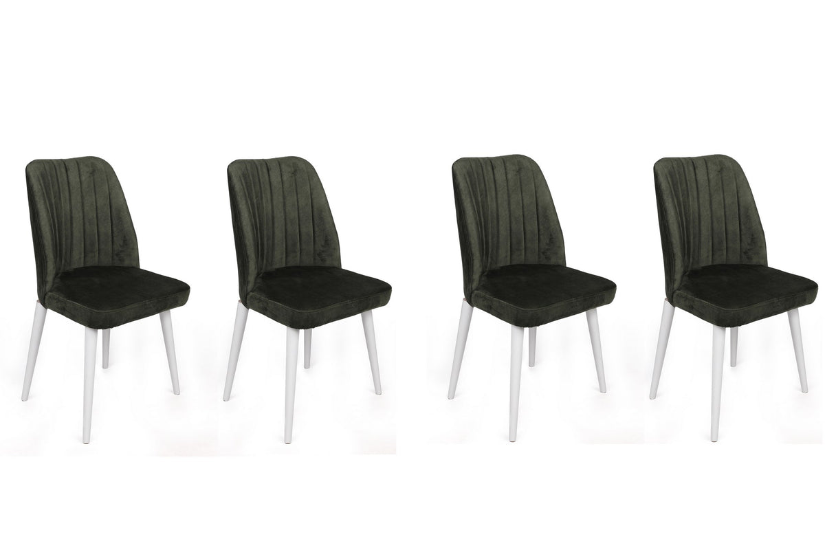 Σετ 4 Καρεκλών Kamiros Χακί - Λευκό 50x49x90 εκ. - Pakobazaar