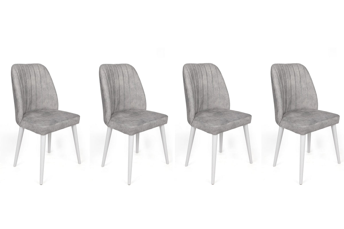 Σετ 4 Καρεκλών Kamiros Γκρι - Λευκό 50x49x90 εκ. - Pakobazaar