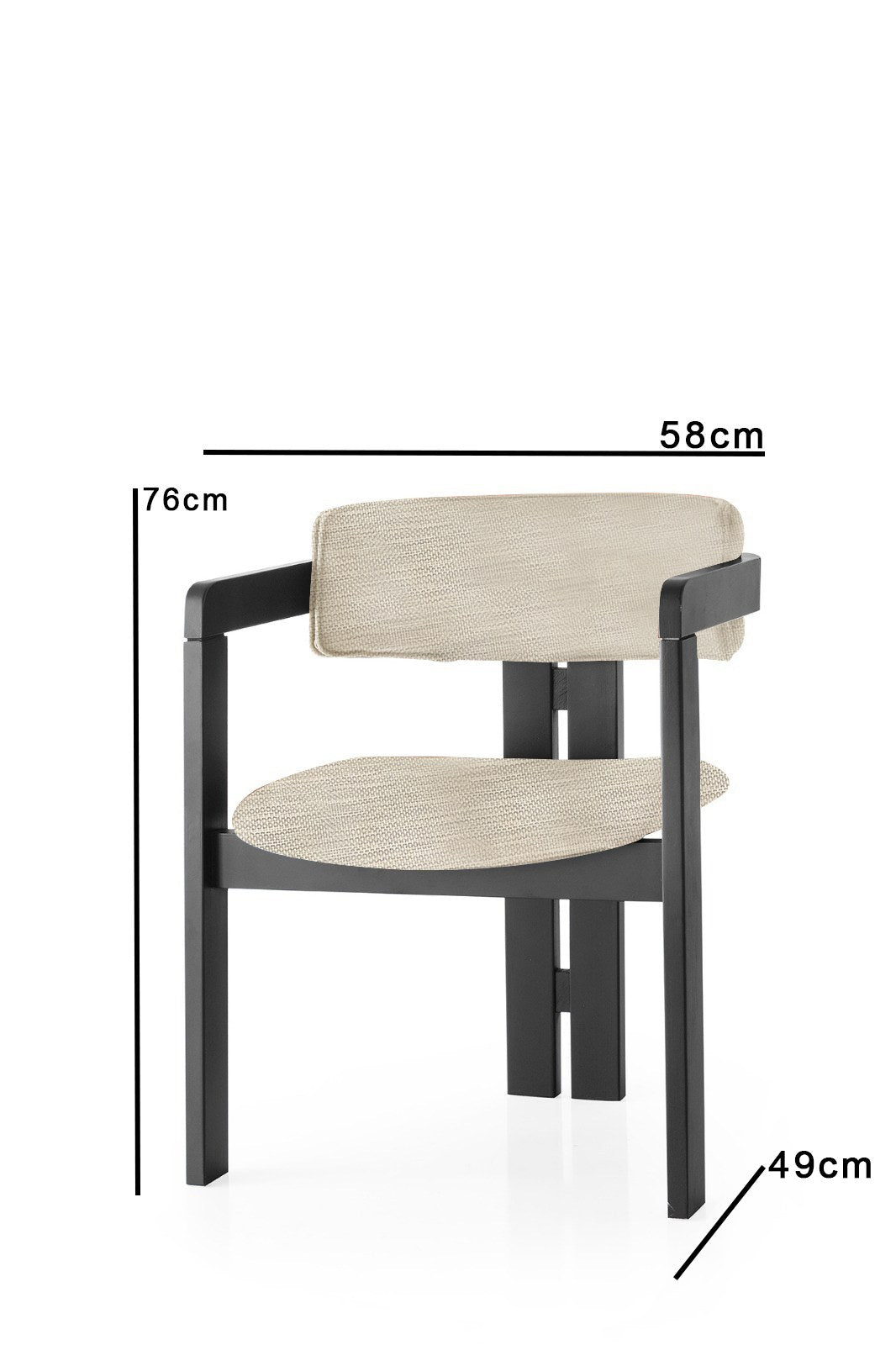 Καρέκλα Kos Ανοιχτό Γκρι - Μαύρο 58x49x76 εκ.