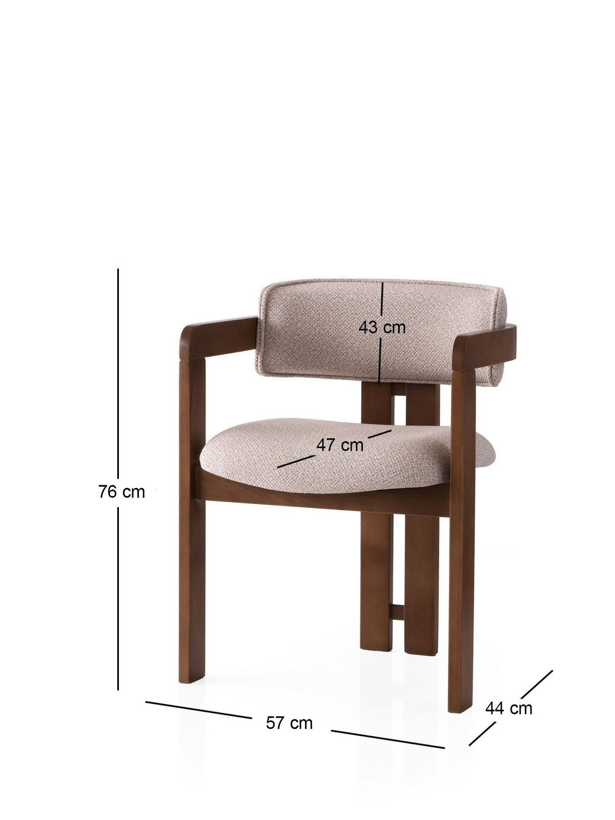 Καρέκλα Vradeto Ξύλινη Καρυδί - Κρεμ 57x44x76 εκ. Μασίφ Ξύλου