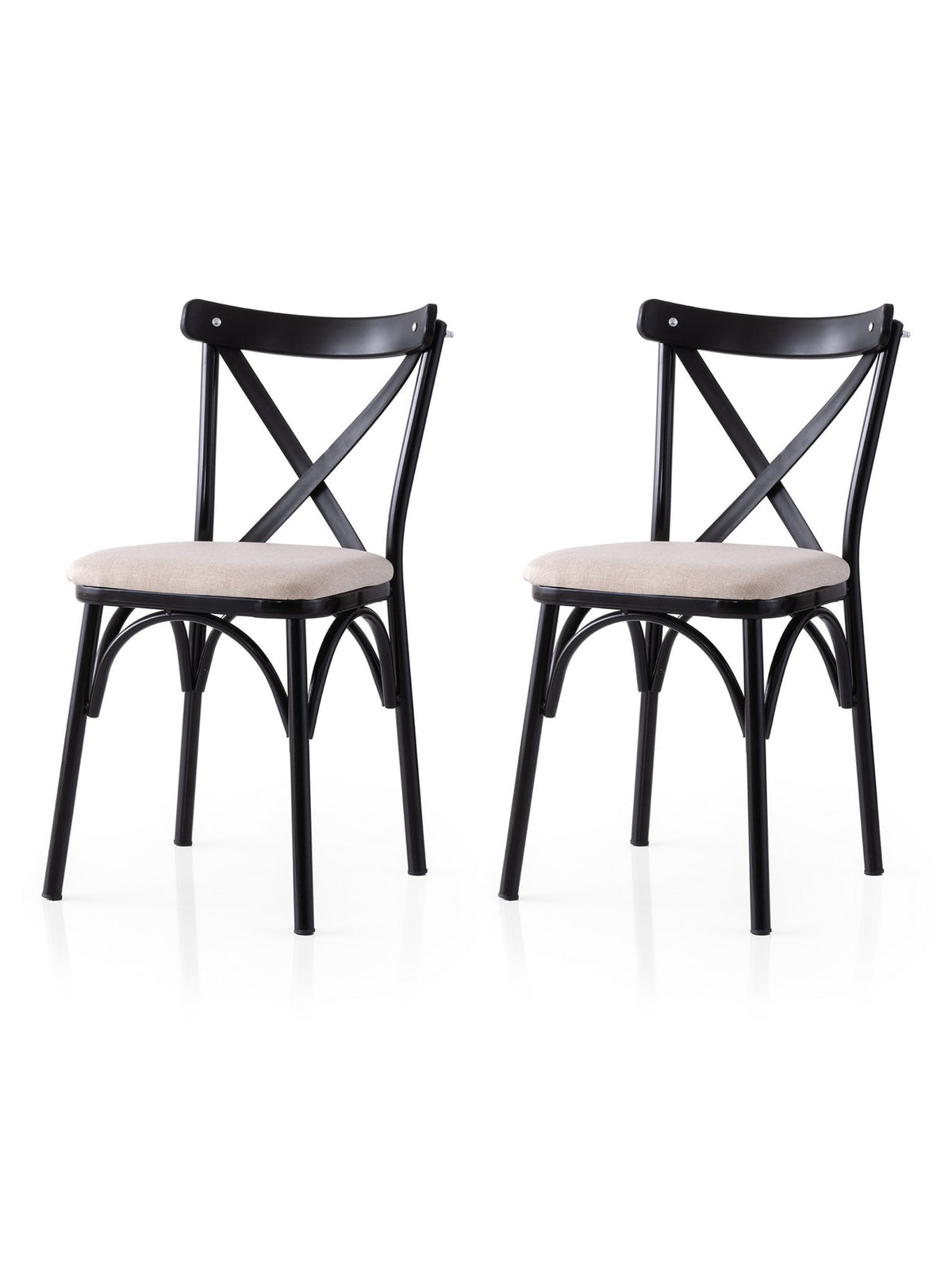 Σετ 2 Καρεκλών Lardos Μαύρο - Κρεμ 42x40x81 εκ. - Pakobazaar