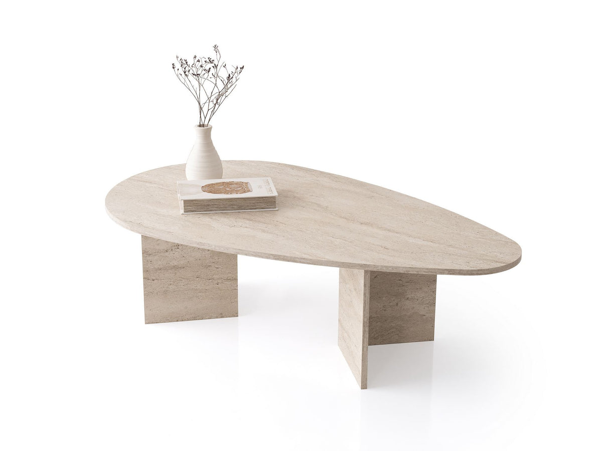 Τραπεζάκι Σαλονιού Pikermi Travertine 139.5x79.5x42 εκ. Μελαμίνης