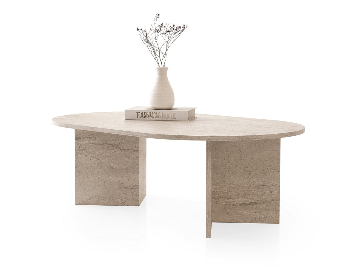 Τραπεζάκι Σαλονιού Renes Travertine 128x80x42 εκ. Μελαμίνης