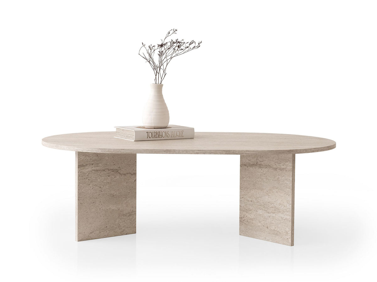 Τραπεζάκι Σαλονιού Renes Travertine 128x80x42 εκ. Μελαμίνης