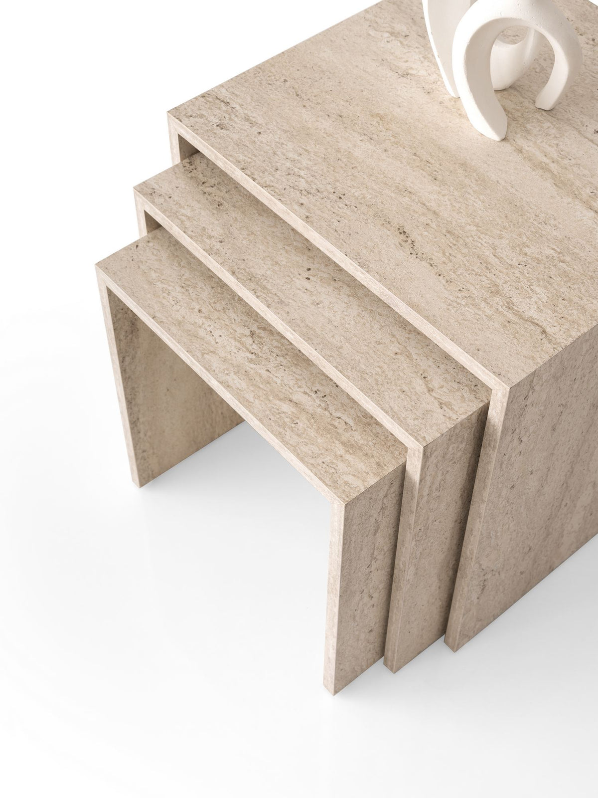 Τραπεζάκια Σαλονιού Σετ 3τμχ Kritinia Travertine 50x50x50 εκ. Μελαμίνης