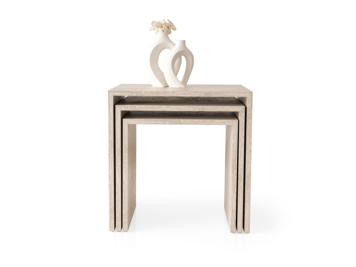 Τραπεζάκια Σαλονιού Σετ 3τμχ Kritinia Travertine 50x50x50 εκ. Μελαμίνης