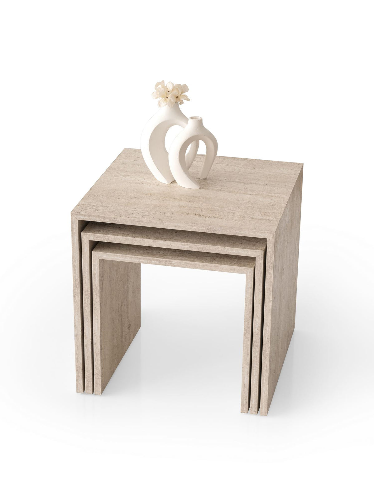 Τραπεζάκια Σαλονιού Σετ 3τμχ Kritinia Travertine 50x50x50 εκ. Μελαμίνης