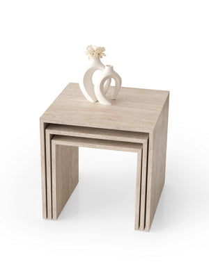 Τραπεζάκια Σαλονιού Σετ 3τμχ Kritinia Travertine 50x50x50 εκ. Μελαμίνης